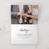 結婚式の日の写真カップルのスクリプトありがとう金ゴールド 箔グリーティングカード (内側レイダウン)