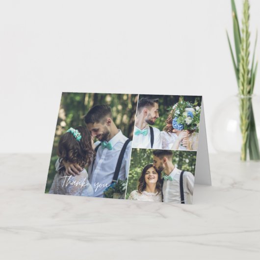 結婚式の日の写真コラージュサンキューカード カード (正面)