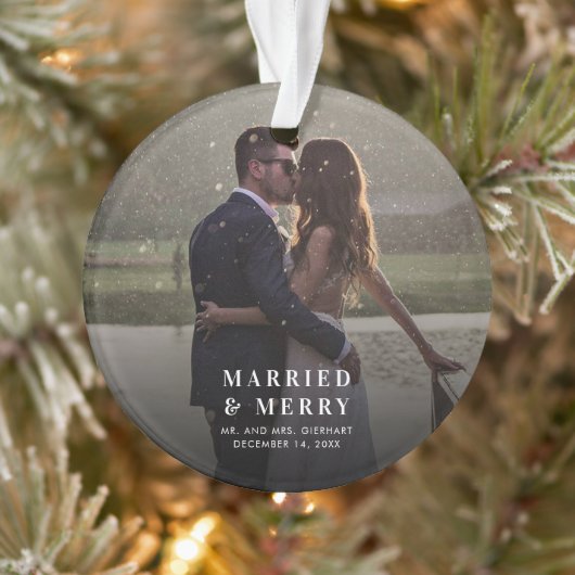 結婚式の日の写真結婚したとニューメリーリュウズ オーナメント (ツリー)