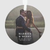 結婚式の日の写真結婚したとニューメリーリュウズ オーナメント (裏面)