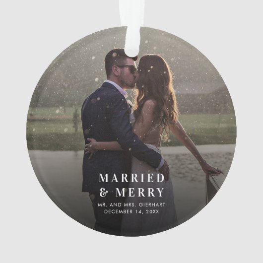 結婚式の日の写真結婚したとニューメリーリュウズ オーナメント (裏面)