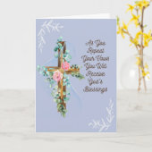 結婚式の日の新郎新婦の宗教的カード カード (黄色い花)