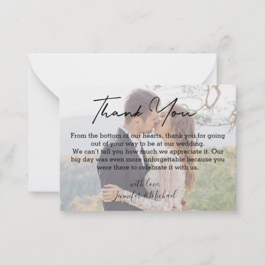 結婚式の日の暗い写真のシックな感謝していあなた ノートカード (正面)
