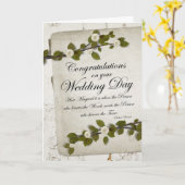 結婚式の日の白い花のカードおめでとう カード (黄色い花)