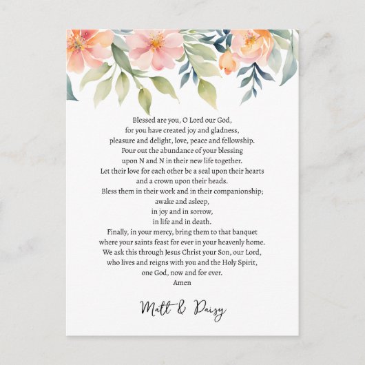 結婚式の日の祈りの言葉 ポストカード (正面)