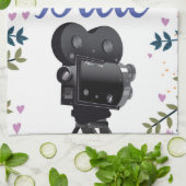 結婚式の日を保存する映画カメラ キッチンタオル (折り畳み)
