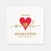 結婚式の日エレガントハート私たちはリハーサルディナー スタンダードカクテルナプキン (正面)