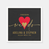 結婚式の日エレガントハート私たちはリハーサルディナー スタンダードカクテルナプキン (正面)