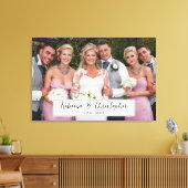 結婚式の日パーソナライズされたの写真と脚本 キャンバスプリント (インサイチュ (リビング))