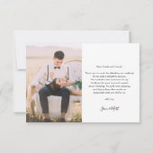 結婚式の日フォトスクリプトエレガントありがとう ノートカード (裏面)