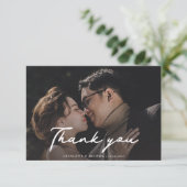 結婚式の日フォトスクリプト手書き文字 サンキューカード (スタンド正面)