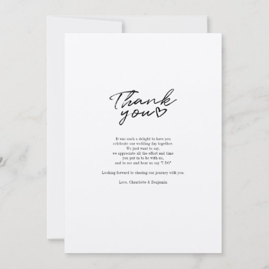 結婚式の日フォトハンド書ありがとう ノートカード (裏面)