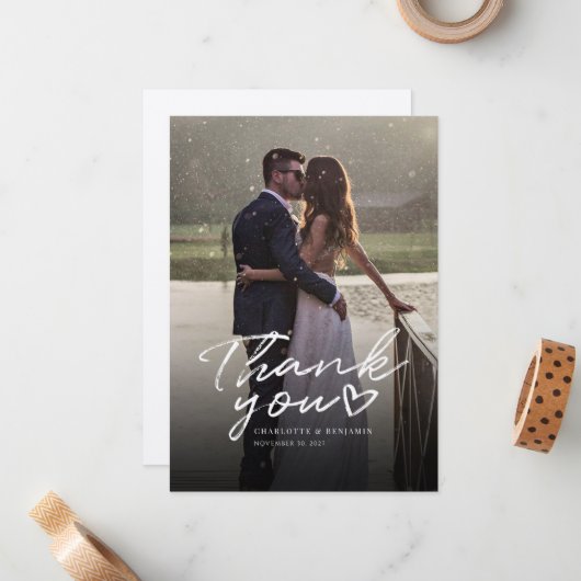 結婚式の日フォトハンド書ありがとう ノートカード (正面/裏面インサイチュ)