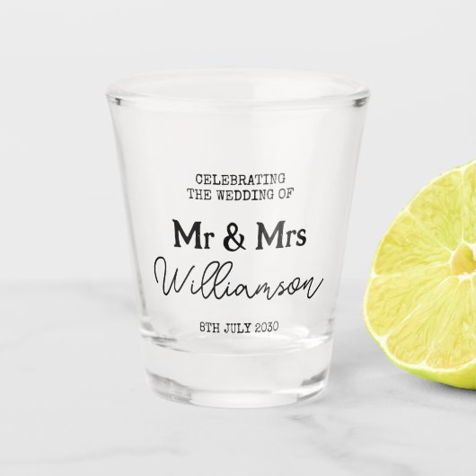 結婚式の日ミスター・アンド・ミセス・ネーム ショットグラス (正面)