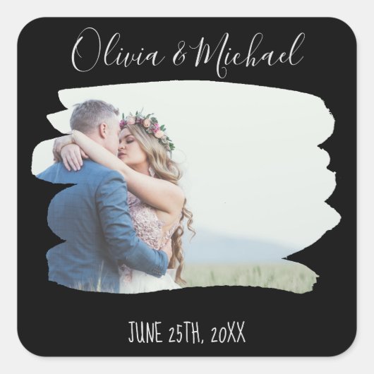 結婚式の日ラベル スクエアシール (正面)