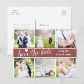 結婚式の日付お知らせ 6枚写真 案内ポストカード (正面/裏面)