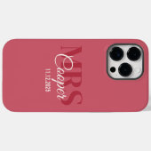 結婚式の日付と花嫁の名前 深紅のカラーのテキサス Case-Mate iPhoneケース (裏面 (横))