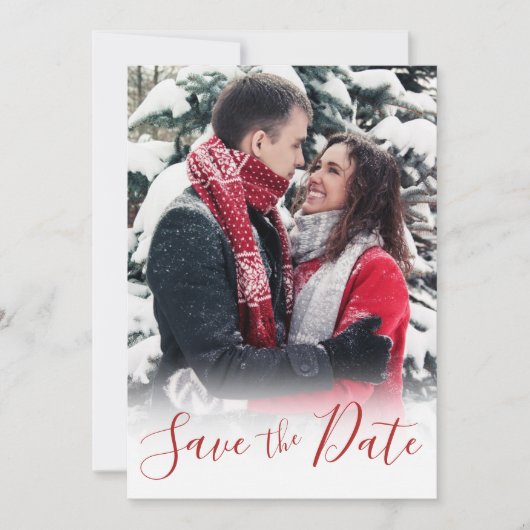 結婚式の日付の保存カスタム写真の縦書式 シーズンカード (正面)