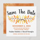 結婚式の日付の保存素朴ミニマル紅葉 案内状 (正面/裏面)