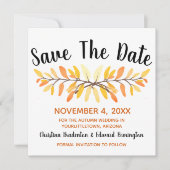 結婚式の日付の保存素朴ミニマル紅葉 案内状 (正面)