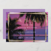 結婚式の日付の保存 |エキゾチックなトロピカルナイトビーチ セーブザデート (正面/裏面)