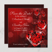 結婚式の日付の保存 | レッドダイヤモンドハート セーブザデート (正面/裏面)