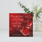 結婚式の日付の保存 | レッドダイヤモンドハート セーブザデート (スタンド正面)