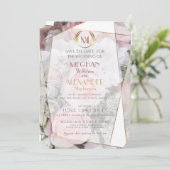 結婚式の日付の保存 |幾何学的モダンピンクロース セーブザデート (スタンド正面)