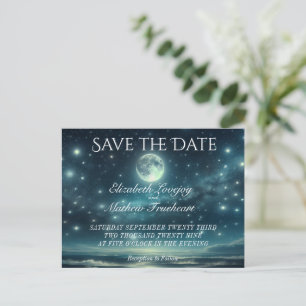 結婚式の日付の保存 Blue Moon Starry Night ポストカード