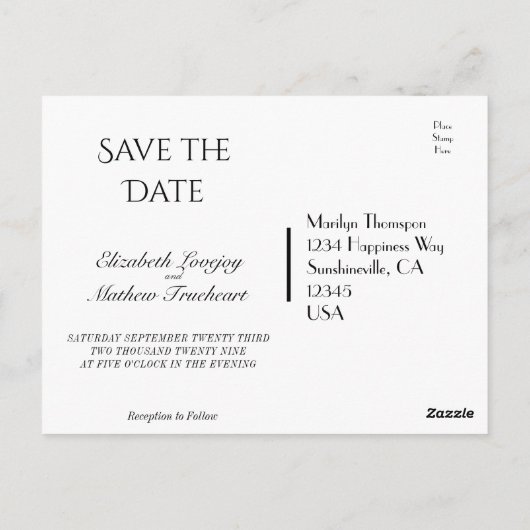 結婚式の日付の保存 | Blue Moon Starry Night ポストカード (裏面)