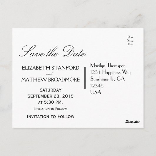 結婚式の日付の保存 | Starry Night Moon ポストカード (裏面)