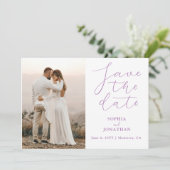 結婚式の日付の写真を保存シックな脚エレガント本 招待状 (スタンド正面)
