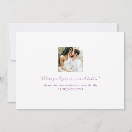 結婚式の日付の写真を保存シックな脚エレガント本 招待状 (裏面)