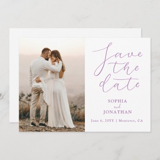 結婚式の日付の写真を保存シックな脚エレガント本 招待状 (正面/裏面)