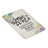 結婚式の日付の多肉植物の木を保存素朴する マグネット (右側)