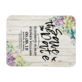 結婚式の日付の多肉植物の木を保存素朴する マグネット (横)