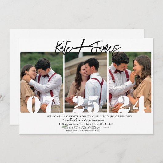 結婚式の日付の招待テンプレートの保存 招待状 (正面/裏面)