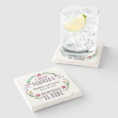 結婚式の日付の水彩画、私は私の最愛です ストーンコースター (横)