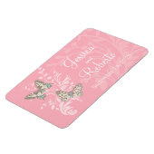 結婚式の日付の蝶ピンクの磁石を保存 マグネット (左側)