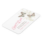 結婚式の日付の蝶ピンクの磁石を保存 マグネット (左側)