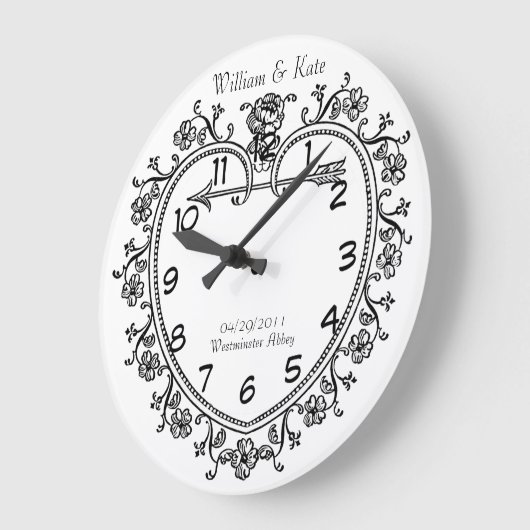 結婚式の日付の記念するギフトのヴィンテージの時計 ラージ壁時計 (傾斜)