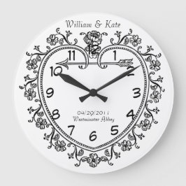 結婚式の日付の記念するギフトのヴィンテージの時計 ラージ壁時計