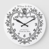 結婚式の日付の記念するギフトのヴィンテージの時計 ラージ壁時計 (正面)