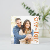 結婚式の日付を保ミニマル存する写真素朴葉の 案内状 (スタンド正面)