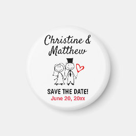 結婚式の日付を保存かわいい漫画カップルの磁石 マグネット