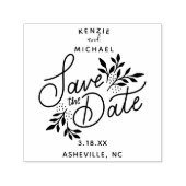 結婚式の日付を保存かわいらし手描き植物学 セルフインキングスタンプ (デザイン)