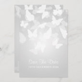 結婚式の日付を保存するとらえどころのない蝶の白 セーブザデート (正面/裏面)