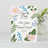 結婚式の日付を保存するピンクの花 セーブザデート (スタンド正面)