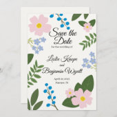 結婚式の日付を保存するピンクの花 セーブザデート (正面/裏面)