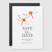 結婚式の日付を保存するマグネット赤いトンボ マグネット招待状 (正面/裏面)